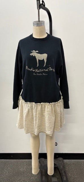 Acadia Sweatshirt Dress w/ Asymmetrical Eyelet