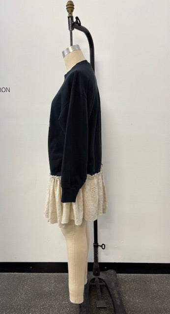 Acadia Sweatshirt Dress w/ Asymmetrical Eyelet