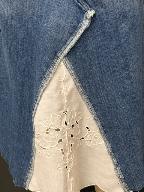 Repurposed Denim with Embroidery and Cutout