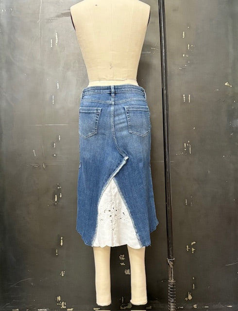 Repurposed Denim with Embroidery and Cutout