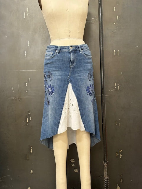 Repurposed Denim with Embroidery and Cutout