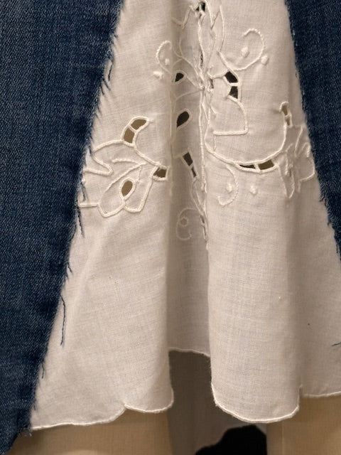 Repurposed Denim with Embroidery and Cutout
