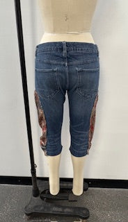 Cropped Denim Harem Pants