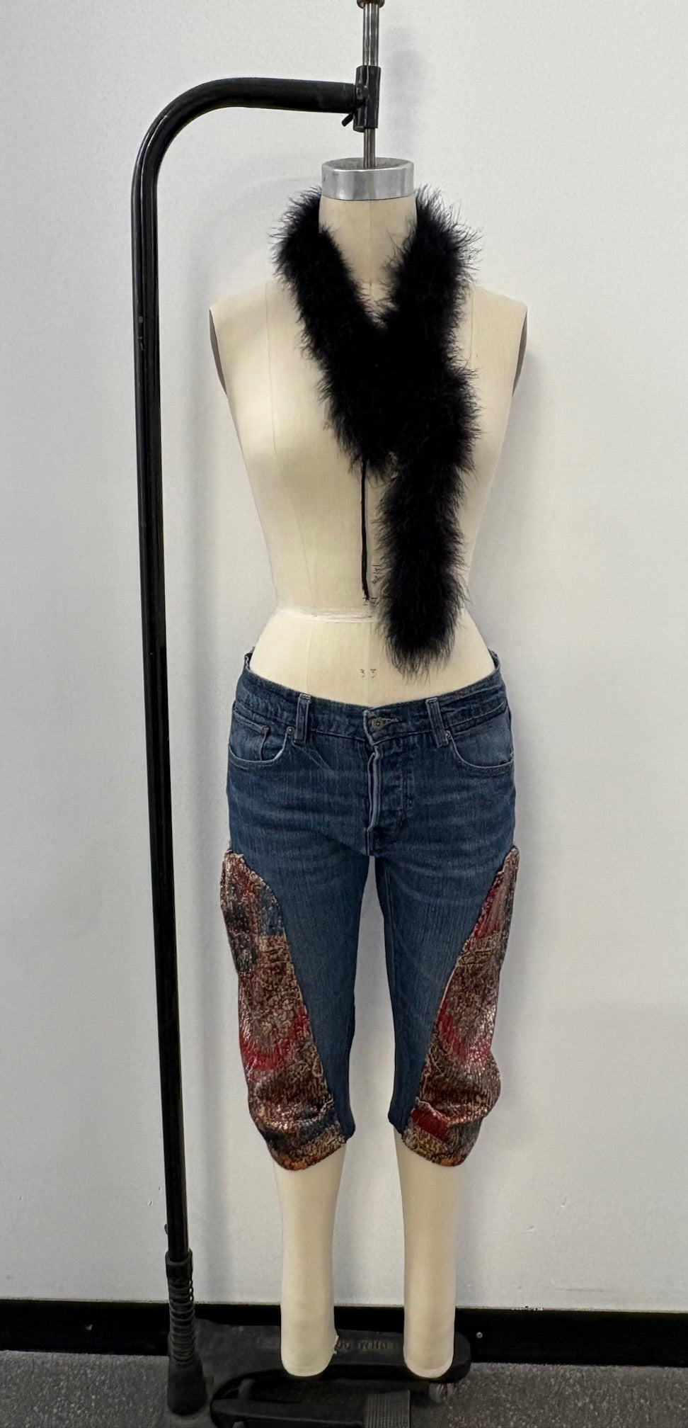 Cropped Denim Harem Pants