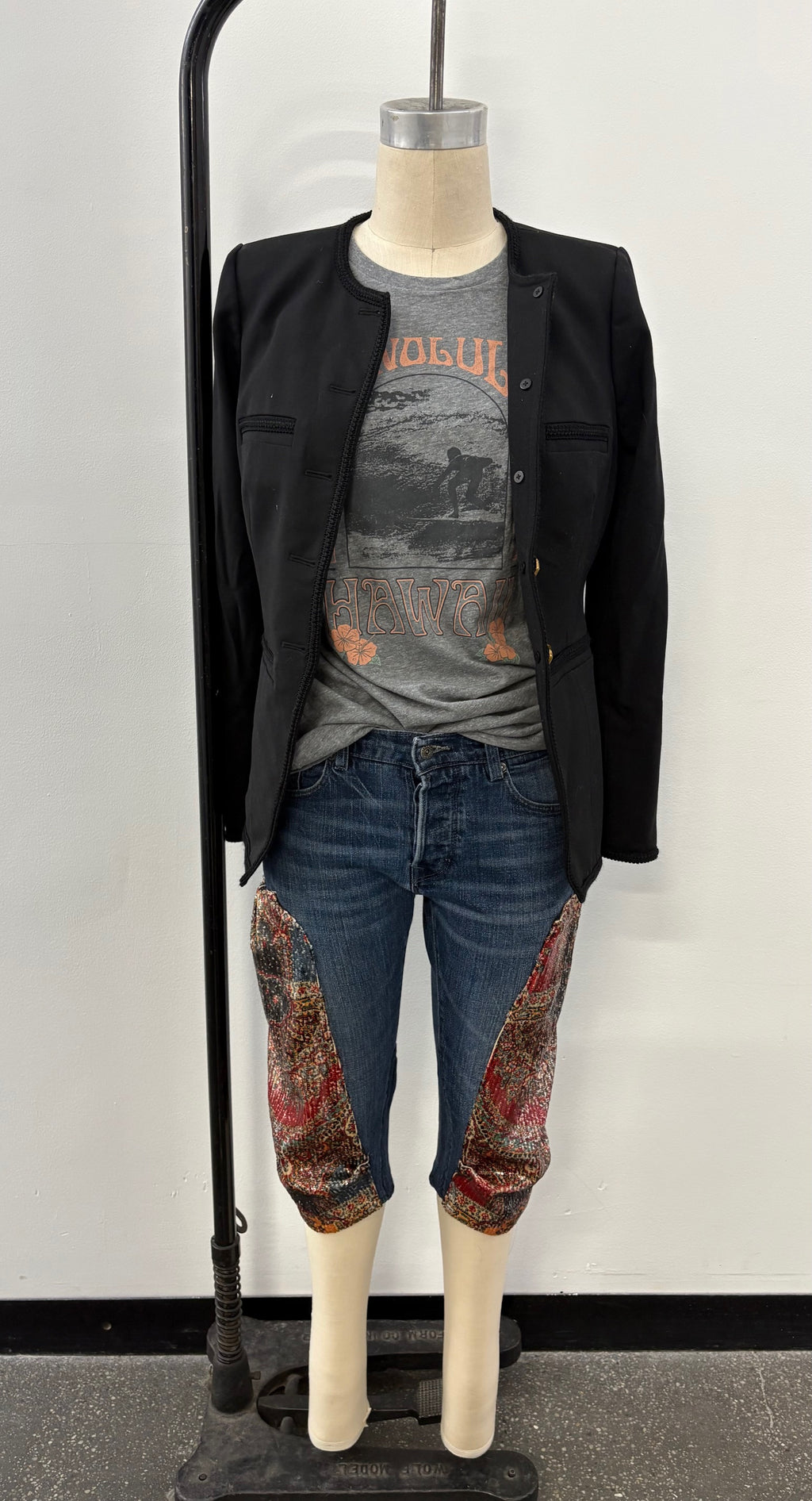 Cropped Denim Harem Pants