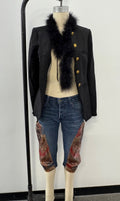 Cropped Denim Harem Pants