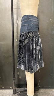 Repurposed Denim with Devore Velvet Skirt