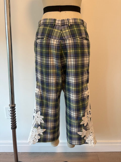 Madras Cropped Pant with Cutout Embroidery