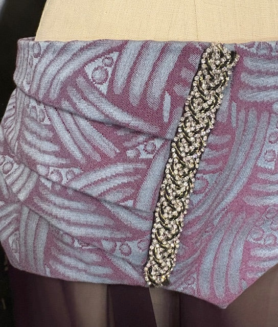 Sash in Vintage 80's fabric with Rhinestone Trim