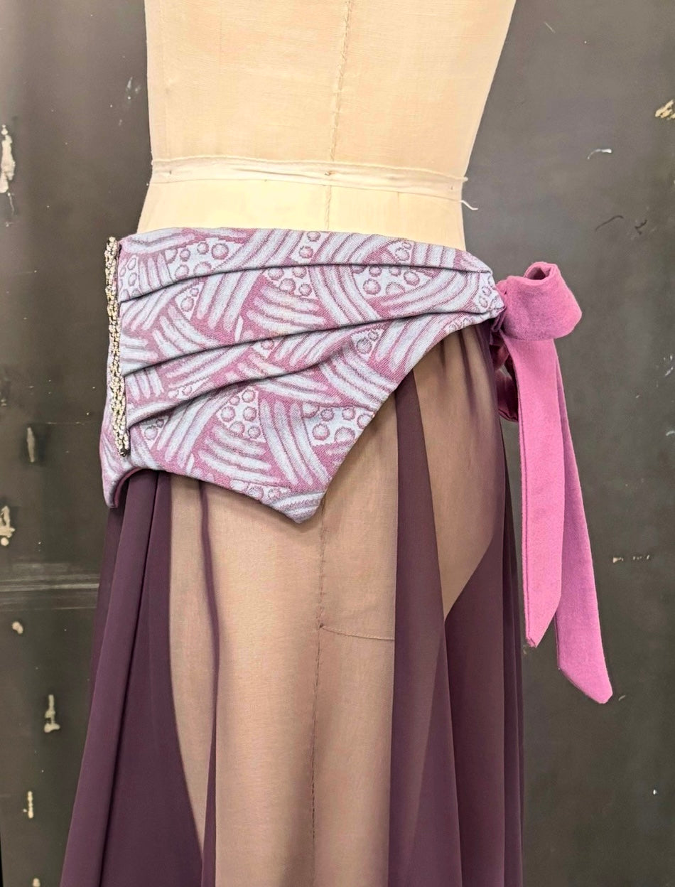 Sash in Vintage 80's fabric with Rhinestone Trim