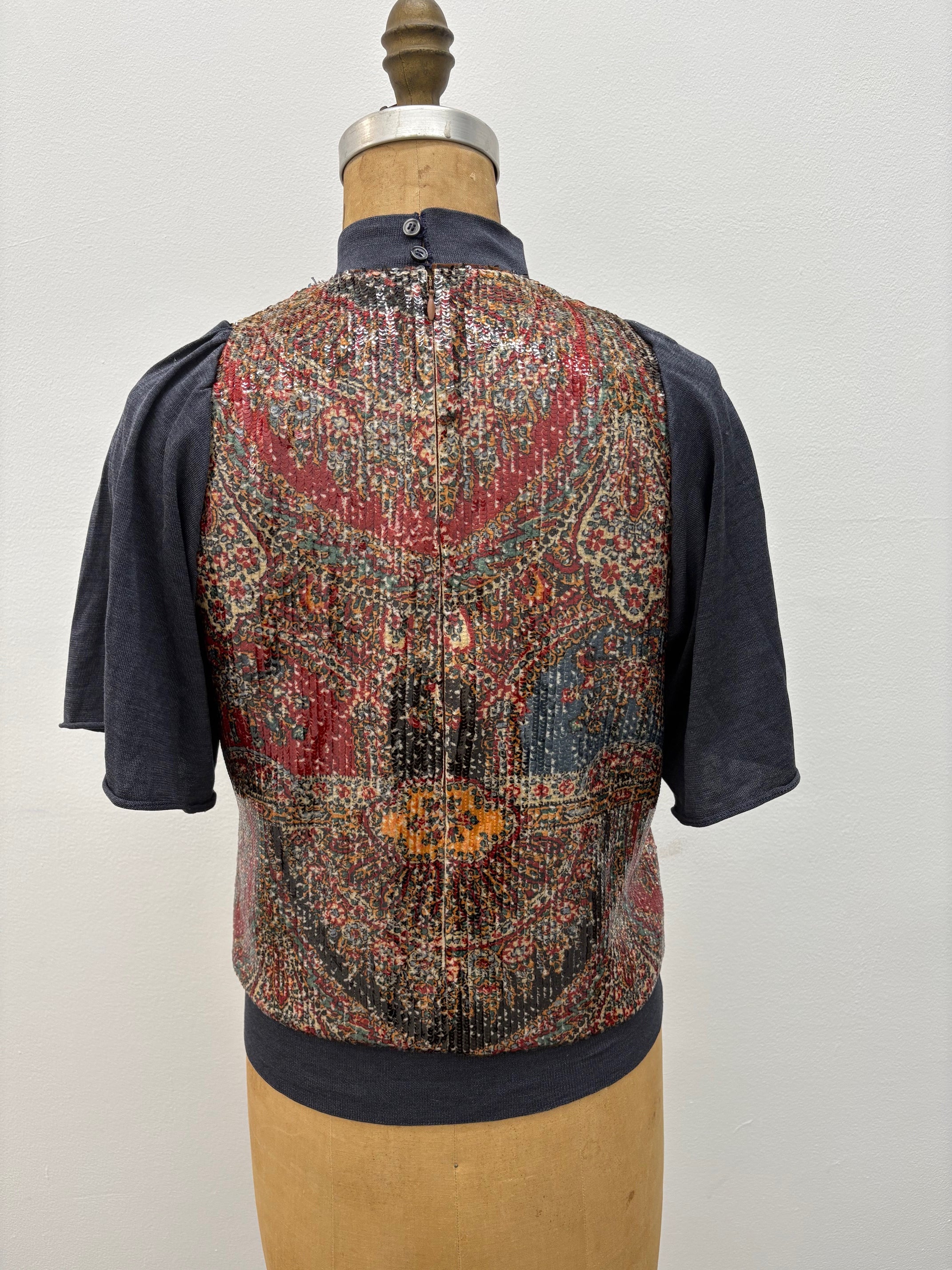 Sequined Top with Silk Knit