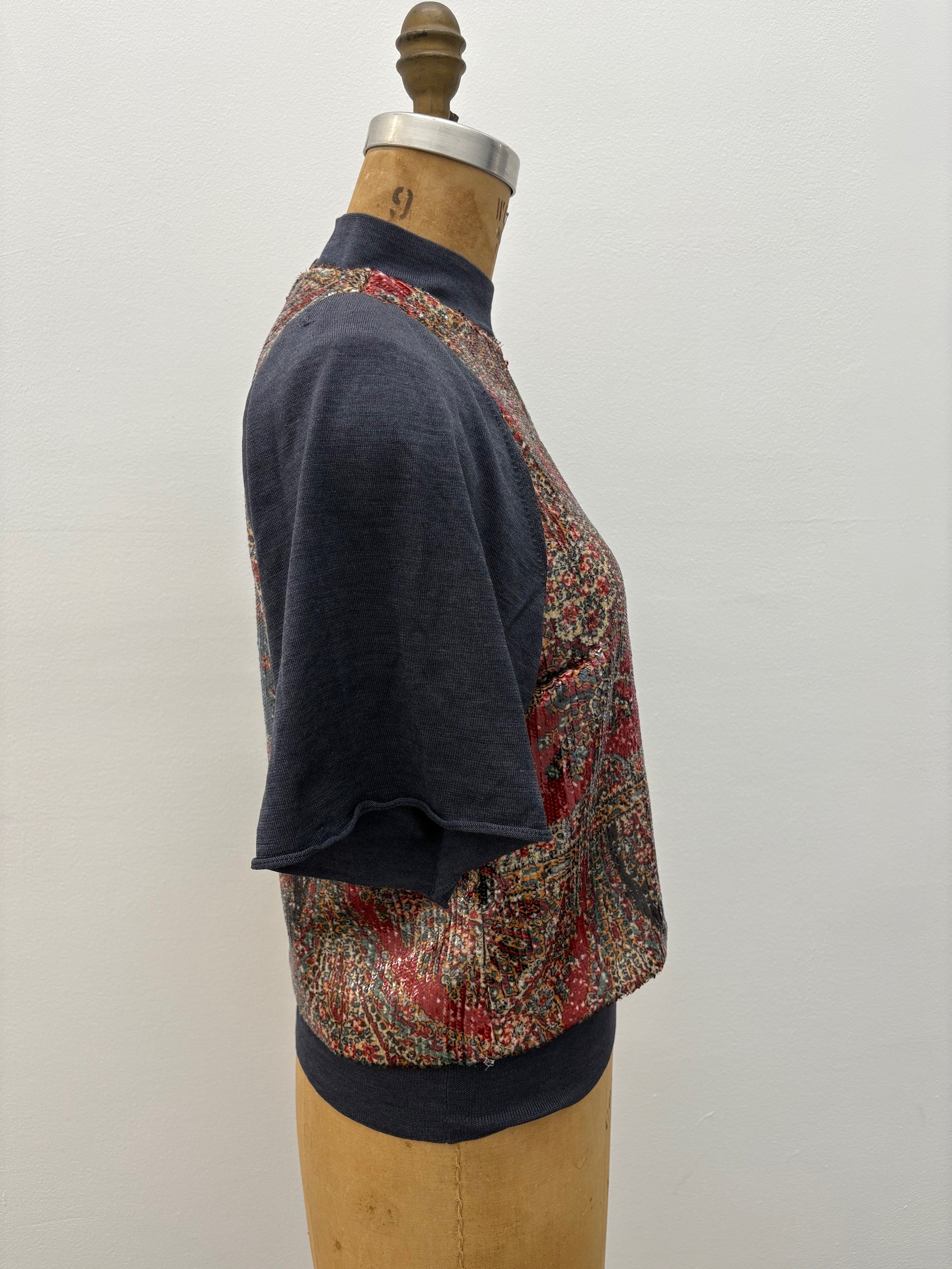 Sequined Top with Silk Knit